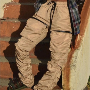 Street Solid Color Stacking Cargo Pants