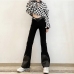 3Trendy Patch Flare High Waisted Pants