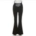 9Trendy Patch Flare High Waisted Pants