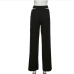 9Trendy Straight Black Hollow Out Long Pants