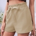 11Leisure Summer Plain Mid Waist Shorts For Women