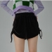 7Summer Ruched Solid Elastic Fly  Hot Short Pants