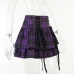 12 Contrast Color Plaid Bandage Pleated Skirt