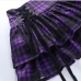 4 Contrast Color Plaid Bandage Pleated Skirt