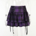 11 Contrast Color Plaid Bandage Pleated Skirt