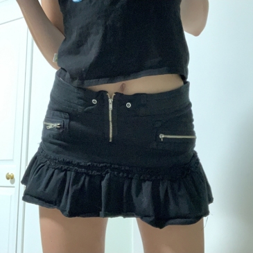  Denim Ruffled Patchwork Zipper Sexy Women Skirt