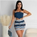 1 Sexy Denim Patchwork Hollow Out Club Skirt