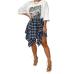 20Beach Irregular Plaid Tie Wrap Short Skirts