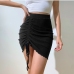 5Black High Waist Drawstring Bodycon Skirts