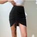 6Black High Waist Drawstring Bodycon Skirts