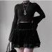 3Chic Black Lace Cross Patchwork Design Skirt
