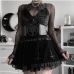 4Chic Black Lace Cross Patchwork Design Skirt