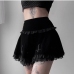 1Chic Black Lace Cross Patchwork Design Skirt
