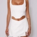 4Chic Slit White Zipper Design Skirt For Women