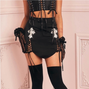 Cool Designer Black Zipper Up Short Skirts