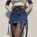 3Designer Blue Denim Shorts Skirts For Women