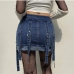 4Designer Blue Denim Shorts Skirts For Women