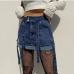 1Designer Blue Denim Shorts Skirts For Women