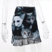 5Fashion Cat Print Gauze High Waist Sheath Skirt