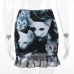 6Fashion Cat Print Gauze High Waist Sheath Skirt