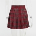 7Gothic Style Plaid Patchwork Chain Pleated Mini Skirt