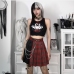 1Gothic Style Plaid Patchwork Chain Pleated Mini Skirt