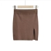 4Knit Solid Color Slit Bodycon Skirt