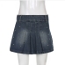 6Ladies Denim Rivet Ruched Short Skirts