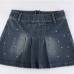 10Ladies Denim Rivet Ruched Short Skirts