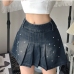 1Ladies Denim Rivet Ruched Short Skirts