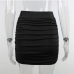 6Ladies Solid Black Pleated Skirts For Women