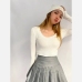 1New Pure Zipper Pleated Skirt For Women