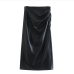 6Newest PU Black High Waist Slit Skirt