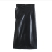 7Newest PU Black High Waist Slit Skirt