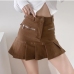 15Pleated Hem Solid Skirts For Women