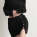 6Popular Single Button Knitting Sheath Women Skirt