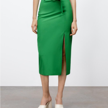 Pure High Waist Straight Slit Midi Skirt