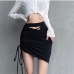 5Ruched Hollow Out Black Short Skirts For Women