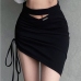 1Ruched Hollow Out Black Short Skirts For Women