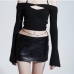 4Sexy Pu Sheath Mini Black Skirt For Women