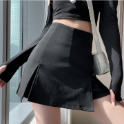 Simple Dual Side Slit A Line Skirt