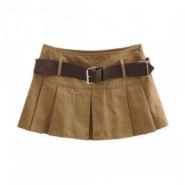 Solid Color Fashion Pleated Mini Skirt