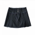 5Solid Frilly High Waist Pleated Short Skirt