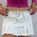 1Solid Frilly High Waist Pleated Short Skirt