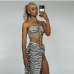 7Stylish Zebra Print Women Two Piece Skirt Sets