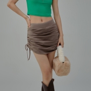 Summer Ruched Solid Short Skirts For Women