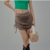 1Summer Ruched Solid Short Skirts For Women