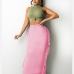 3Trendy Elastic Waist Tassels Maxi Skirts For Women
