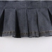 14Versatile Solid Denim Pleated Mini Skirt