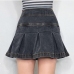 4Versatile Solid Denim Pleated Mini Skirt